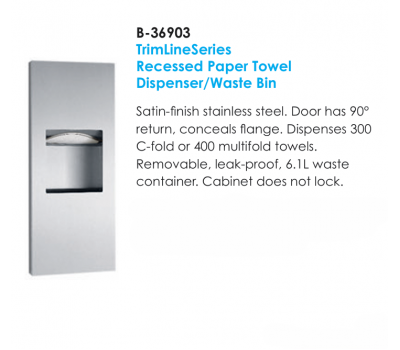 Bobrick Recessed Paper Towel Dispenser/ Waste Bin